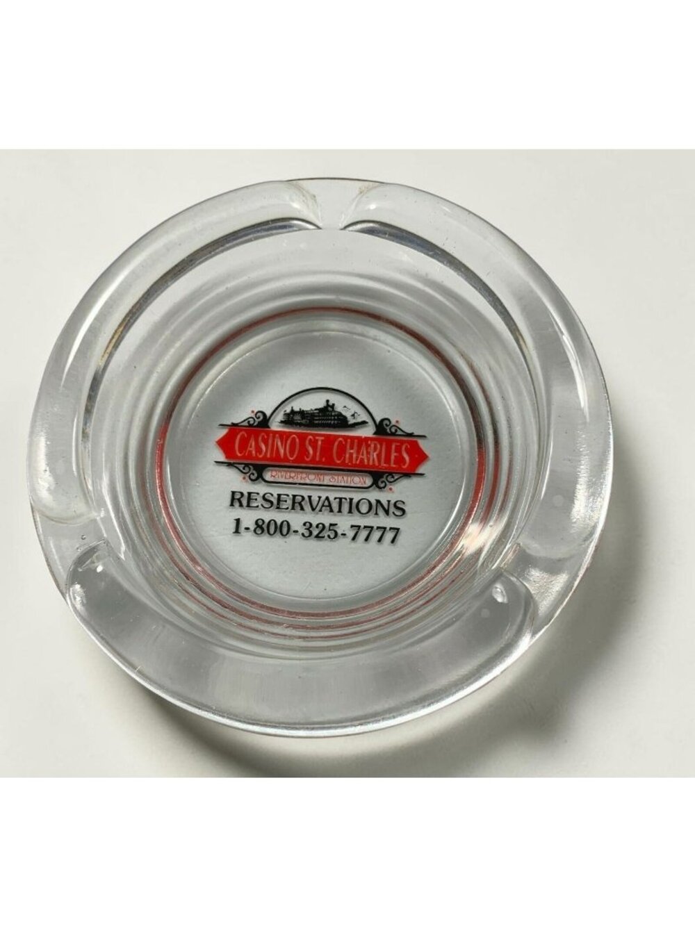 Casino St Charles Vintage Glass Ashtray Riverfront Station St Louis MO